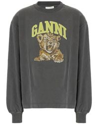 Ganni - Graphic-Print Logo-Print T-Shirt - Lyst