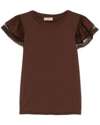 Twinset - Lace Puff-Sleeved T-Shirt - Lyst