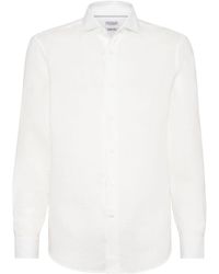 Brunello Cucinelli - Buttoned-up Linen Shirt - Lyst