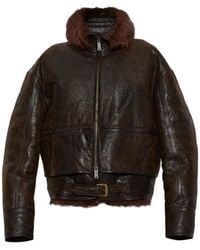 DSquared² - Shearling-Trim Leather Jacket - Lyst