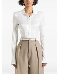 Manière De Voir - Louise Wide-Shoulder Satin Shirt Bodysuit - Lyst