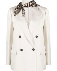 Brunello Cucinelli - Scarf-detail Double-breasted Blazer - Lyst