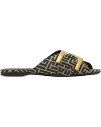 Balmain - Anthem Monogrammierte Sandalen - Lyst