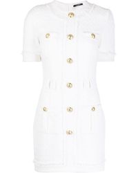Balmain Tweed Mini-jurk - Wit