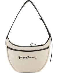 Giorgio Armani - Logo-Embroidered Zip Shoulder Bag - Lyst