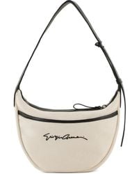 Giorgio Armani - Logo-Embroidered Zip Shoulder Bag - Lyst
