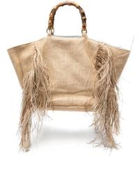 La Milanesa - Large Sharon Fringe-Detail Bamboo-Handle Tote Bag - Lyst