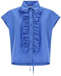 Nude - Ruffled-Neck Drawstring-Hem Shirt - Lyst