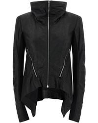 Rick Owens - Leren Jack Met Omgeslagen Hals En Rits - Lyst