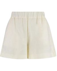 120% Lino - Shorts Con Vita Elasticizzata - Lyst