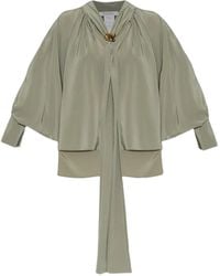 Max Mara - Pleated Tie-Neck Blouse - Lyst