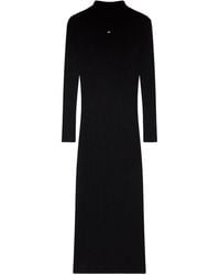 T By Alexander Wang Fitted Long Sleeve Maxi Dress in Black | Lyst