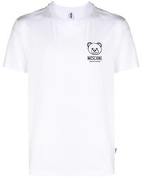 Moschino - T-shirt en coton stretch à logo appliqué - Lyst
