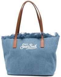 MC2 Saint Barth - Medium City Fringed-Edge Denim Tote Bag - Lyst