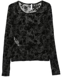 Imperial - Floral-Devoré Long-Sleeve Top - Lyst