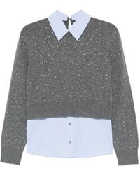 Maje - Pullover Mit Kristallen - Lyst