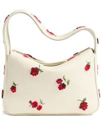 KHAITE - Elena Kleine Leren Schoudertas Met Geborduurde Bloemen - Lyst