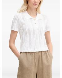 Joseph Ribkoff - Wavy-Knit Button-Up Polo Shirt - Lyst