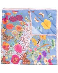 Aspinal of London - Botanical-Print Silk Scarf - Lyst