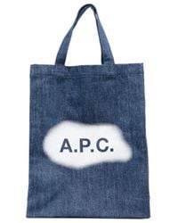 A.P.C. - Logo-print Denim Tote Bag - Lyst
