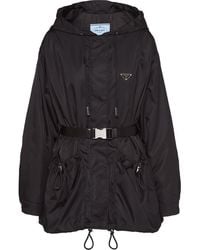 Prada Buckle-detail Raincoat - Black
