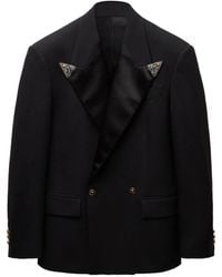 Versace - Embroidered-Lapel Wool Stretch Blazer - Lyst