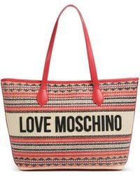 Love Moschino - Striped Logo-Detail Tote Bag - Lyst