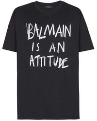 Balmain - T-Shirt Met Print - Lyst