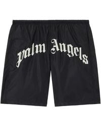 Palm Angels - Curved Printed-Logo Swim Shorts - Lyst