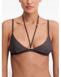KARL LAGERFELD - Logo-Plaque Halterneck Bikini Top - Lyst
