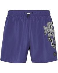 Philipp Plein - Dragon-Print Swim Shorts - Lyst