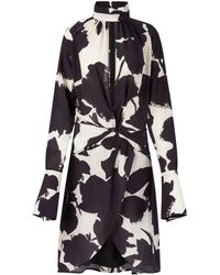 Nina Ricci - Jurk Met Abstracte Print En Hoge Hals - Lyst