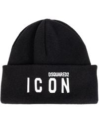 DSquared² - Intarsia-Knit Logo Beanie - Lyst