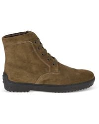 Tod's - Lace-Up Suede Boots - Lyst