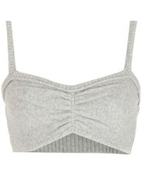 Framed Knitted Snug Cropped Top - Gray