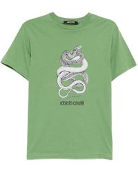 Roberto Cavalli - Graphic-Print Cotton T-Shirt - Lyst