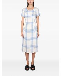 Aspesi - Pleated Check Maxi Dress - Lyst