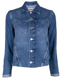 L'Agence - Janelle Raw-Cut Denim Jacket - Lyst