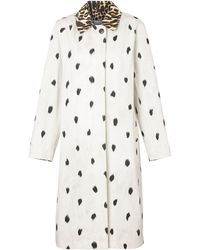 Burberry Animal Print Cotton Car Coat - White