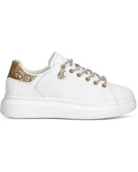 Just Cavalli - Glitter-Detail Lace-Up Sneakers - Lyst