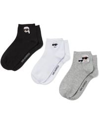 KARL LAGERFELD - Ikon Short Socks (Pack Of Three) - Lyst