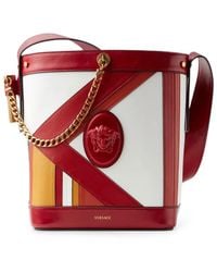 Versace - Pivot Small Leather Patchwork Bucket Bag - Lyst