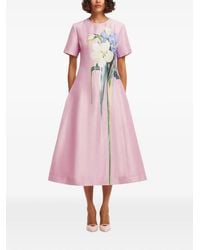 LEO LIN - Caroline Floral-Print Short-Sleeve Midi Dress - Lyst