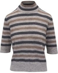 Brunello Cucinelli - Gestreepte Trui - Lyst