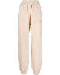 MSGM - Embroidered-logo Knitted Track Pants - Lyst
