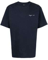 agnès b. - Logo-embroidered Cotton T-shirt - Lyst