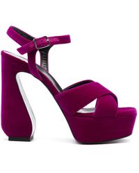 Sergio Rossi - 140mm Velvet Platform Sandals - Lyst
