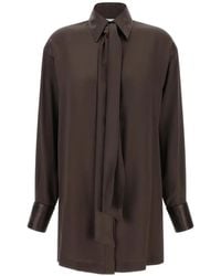 MISENITHE - Vestido Corto Helen De Seda Con Cinta Lavallière - Lyst