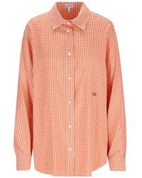 Loewe - Anagram-Embroidered Micro-Checked Shirt - Lyst