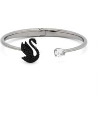 Swarovski - Swan-motif Open-cuff Bracelet - Lyst